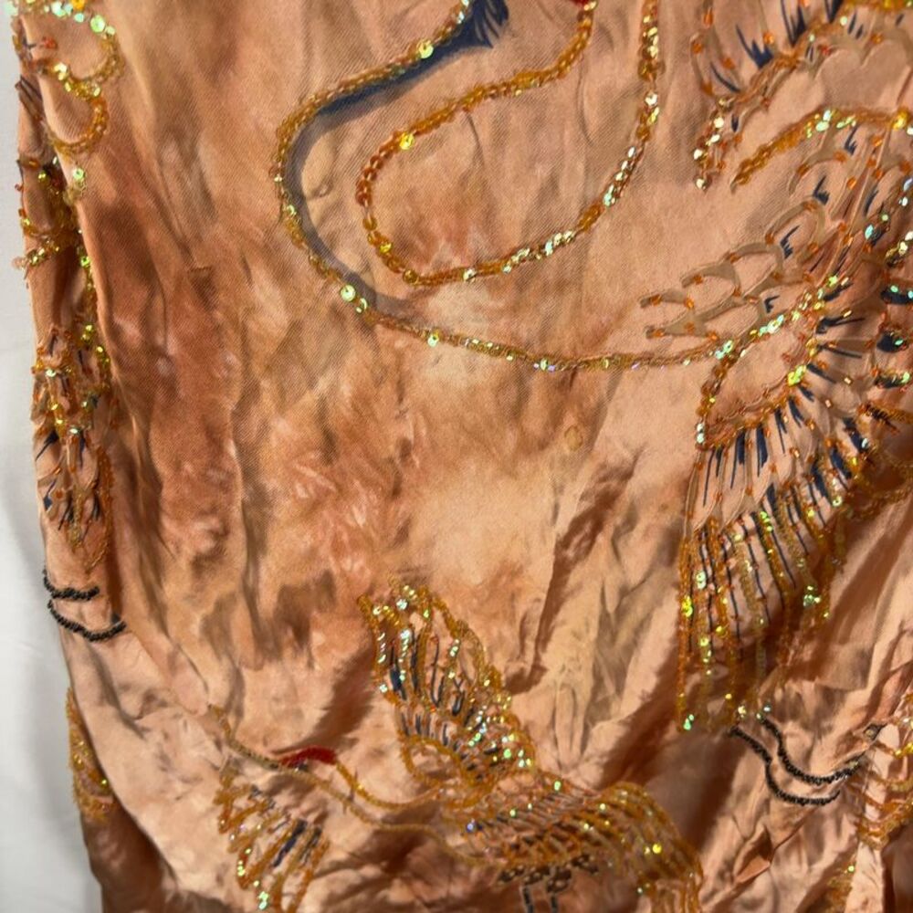 Vintage Rose Silk Crane Sequin Fairycore Maxi Dress - Picture 4 of 8